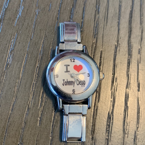 Italian link charm bracelet watch face - I heart Johnny Depp - Picture 3 of 3